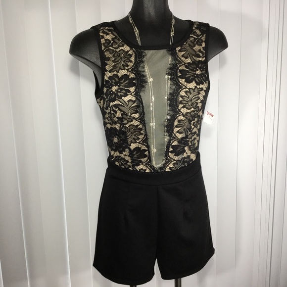 3/$20 Pompous Girl | Lace Romper with mesh - Picture 3 of 9